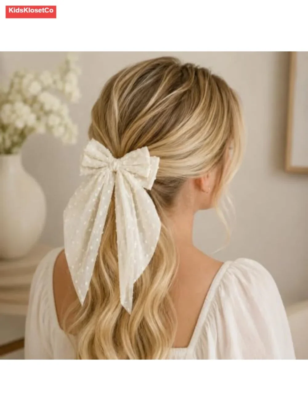 Oversized Chiffon Hair Bow Clips for Women, Large Long Tail Barrettes for
